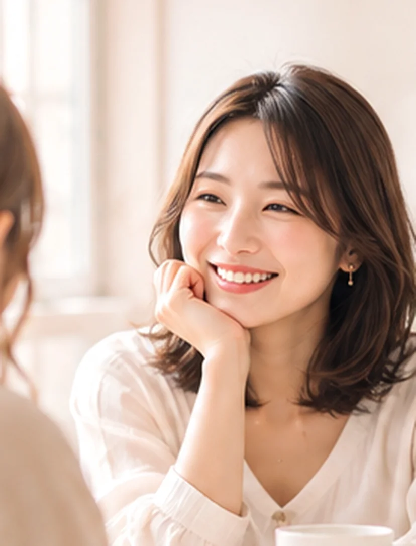 穏やかな表情で相手の話を聴く女性のイメージ写真
